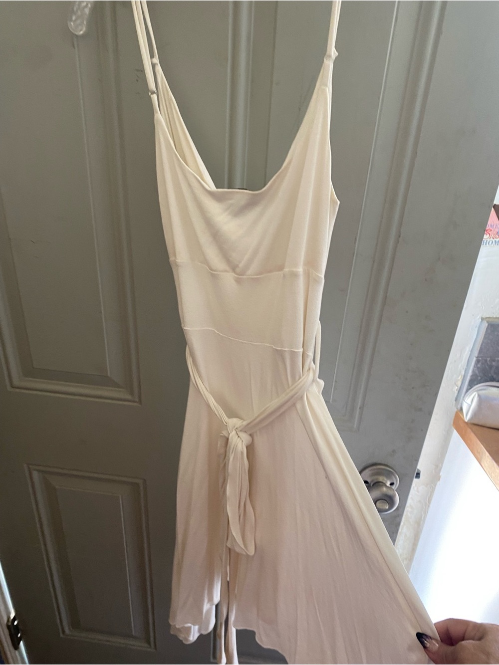 bebe Ivory Wrap Dress with V-Neck - Picture 2 of 4